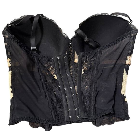 Victorias secret black & nude corset top lace tie up the front bra size 36D - Picture 2 of 9